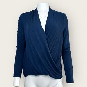 NWT | Krisa | Surplice Long Sleeve Blouse | Blue | Large